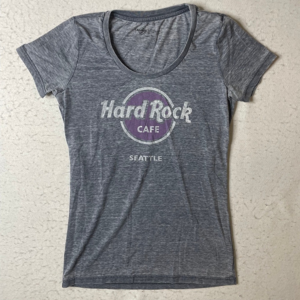 Hard Rock Cafe Seattle T Shirt Womens XL Gray Graphic Tee‎ Short Sleeve